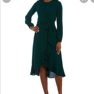 Jessica Howard Crepe Jewel Neck Tulip Ruffle Hem Dress Sz 10